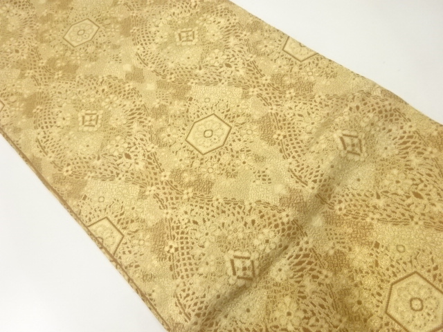 アンティーク　花立涌模様織出し全通袋帯（材料）